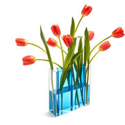 Corrugated blue vase